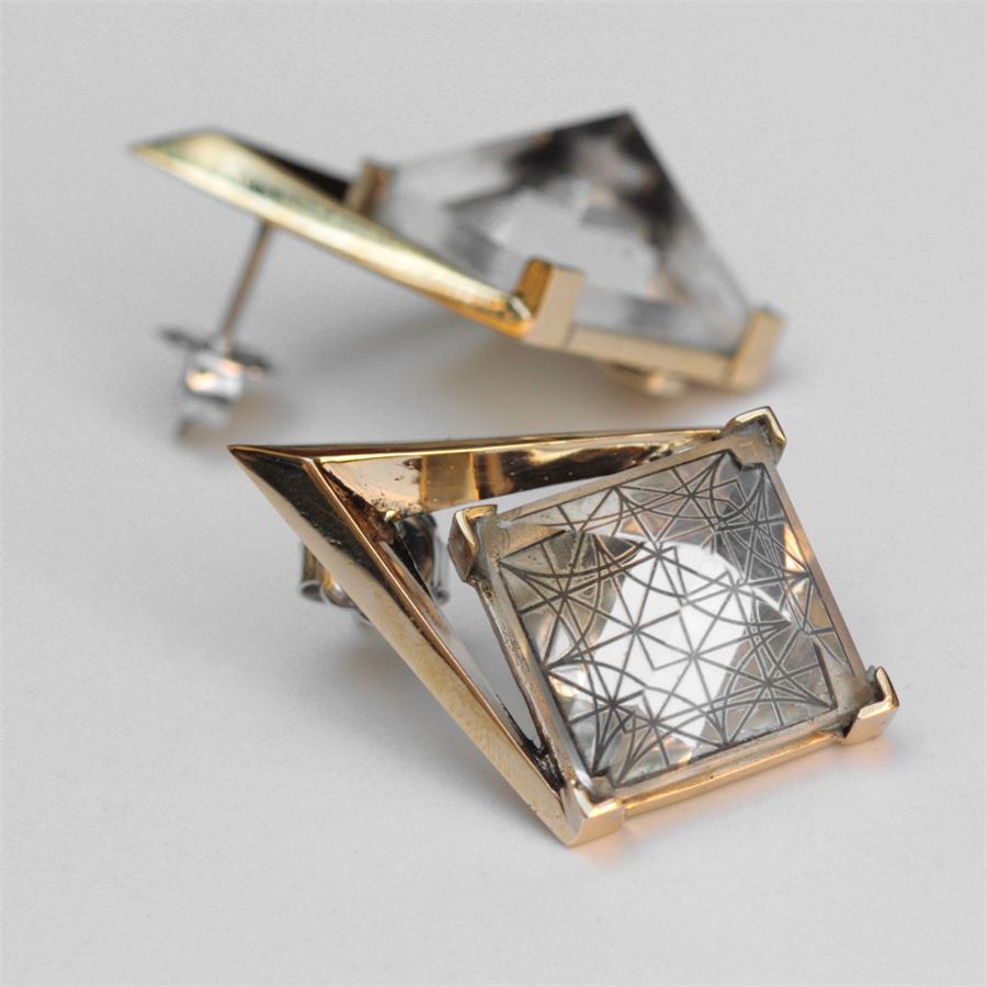 'Entropia' earrings with grid ENTROPIA | OR S CDR-LASBRO GRI